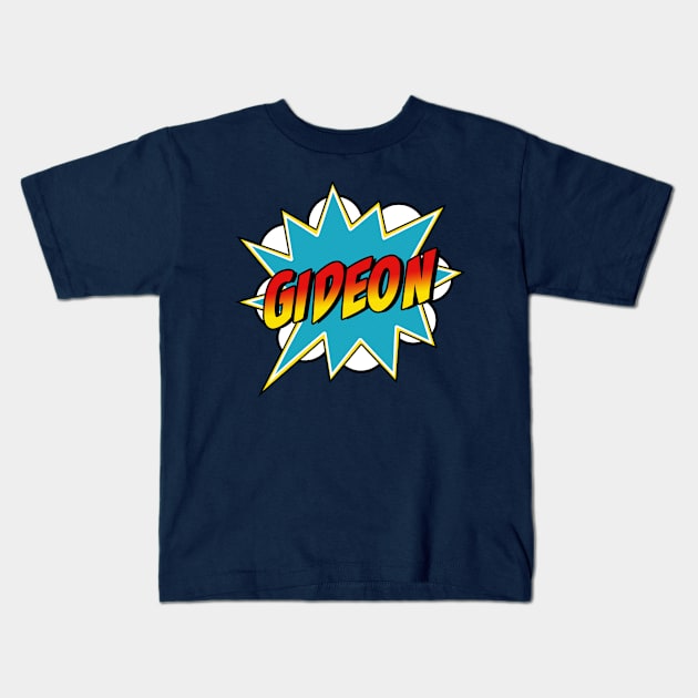 Boys Gideon Name Superhero Comic Book Kids T-Shirt by Rixta Tees